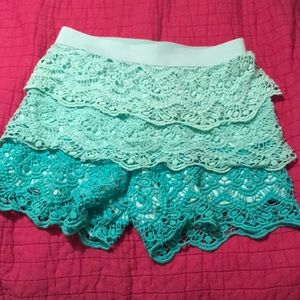 Teal xhilaration ruffle shorts